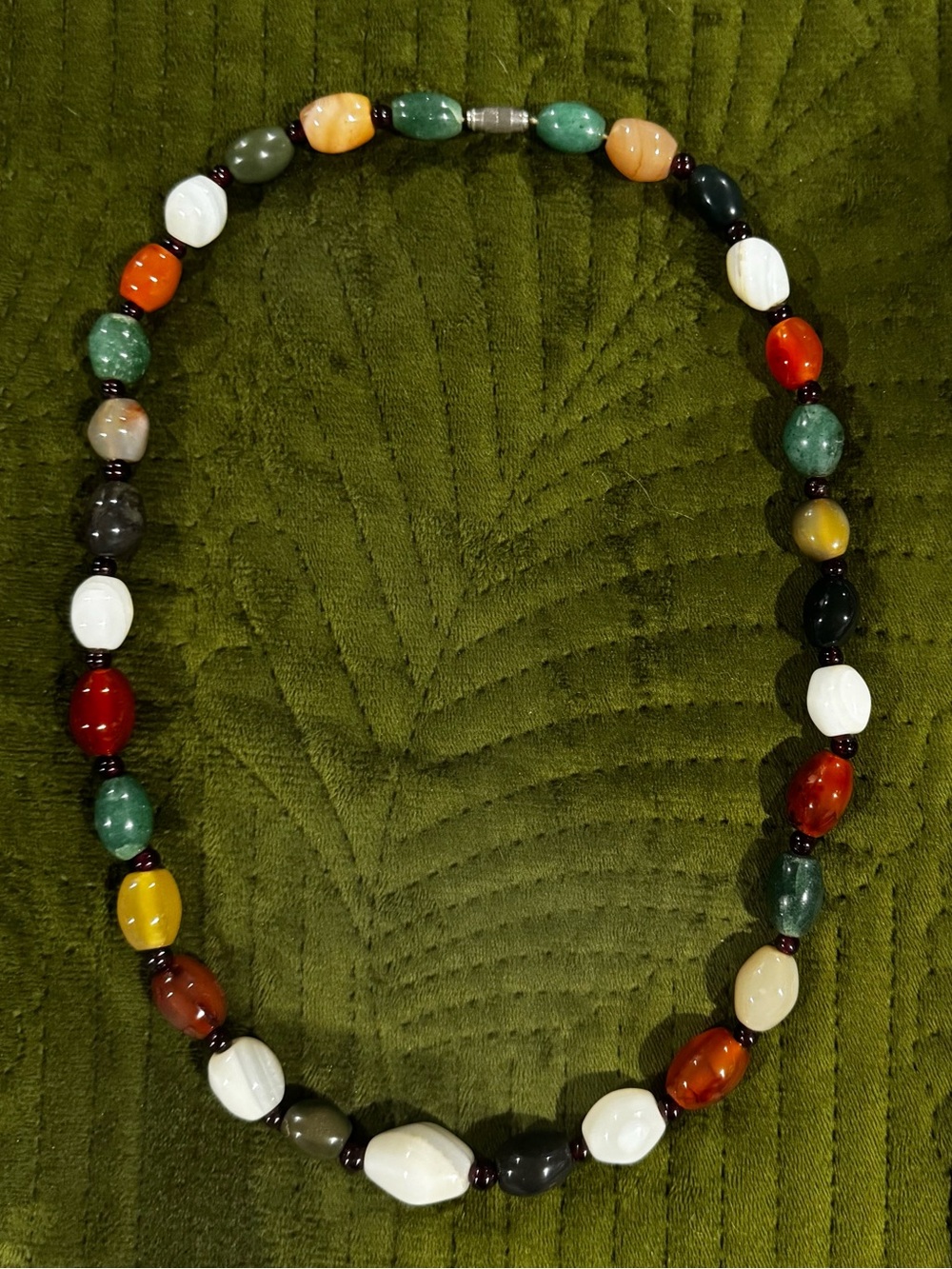 Vintage Multicolor Polished Agate Chunky Beaded Necklace